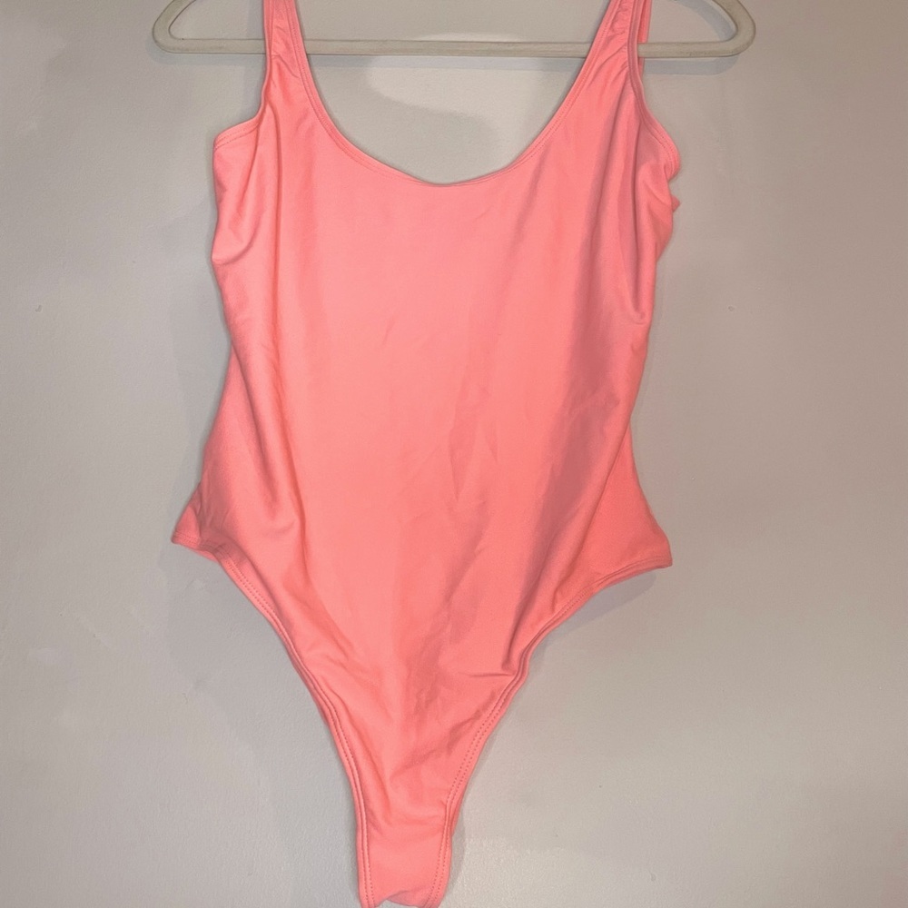FOREVER 21 Neon Coral One Piece HIGH CUT Swimsuit